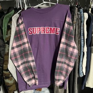 Supreme Plaid Sleeve Long-Sleeve Top ‘Dusty Purple’